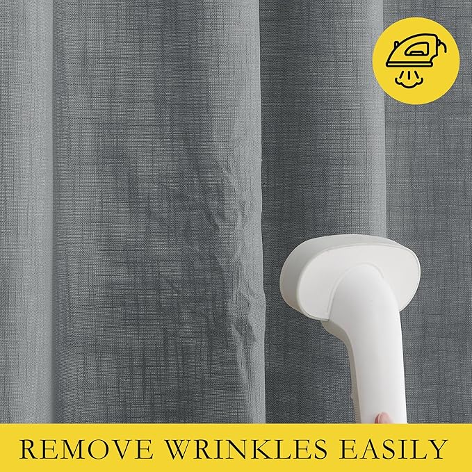 NICETOWN 100% Absolutely Blackout Linen Curtains with Thermal Insulated White Liner, Dove Grey, 42" W x 45" L, Set of 2, Burlap Textured Textured Linen Look Privacy Window Treatment for Kitchen