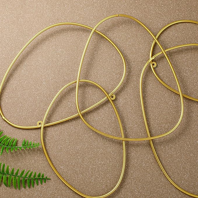 Hicarer 3 Pcs Interlocking Rings Wall Sculpture Gold Metal Home Wall Decor Abstract Aesthetic Gold Decoration for Art Bedroom Living Room Bathroom Home(Circle)