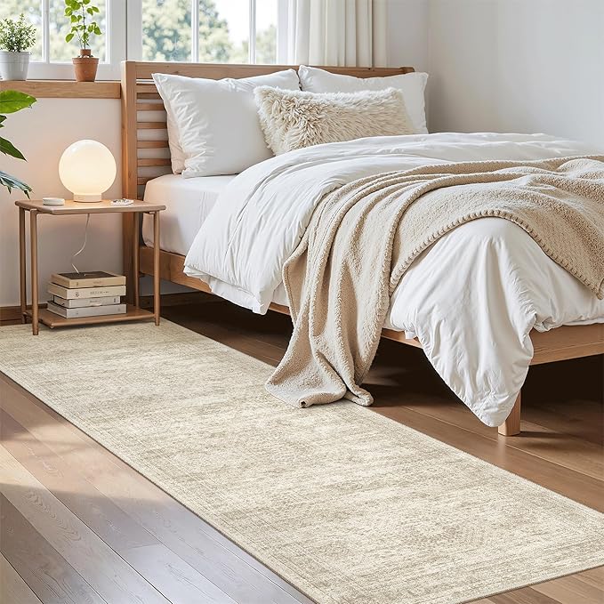 Soalmost Runner Rug 2x7 Washable Non-Slip Hallway Runner Rugs for Kitchen Bathroom Laundry Room Beige Vintage Floor Carpet Runners for Hallways Entryway