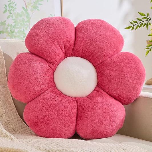 CANGHI Hot Pink Flower Pillow 19.68 inch Flower Shaped Throw Pillows Daisy Plush Pillow Floor Pillows Seat Cushion Cute Aesthetic Decorative Throw Pillows for Bed Home Sofa Chair Couch Decor
