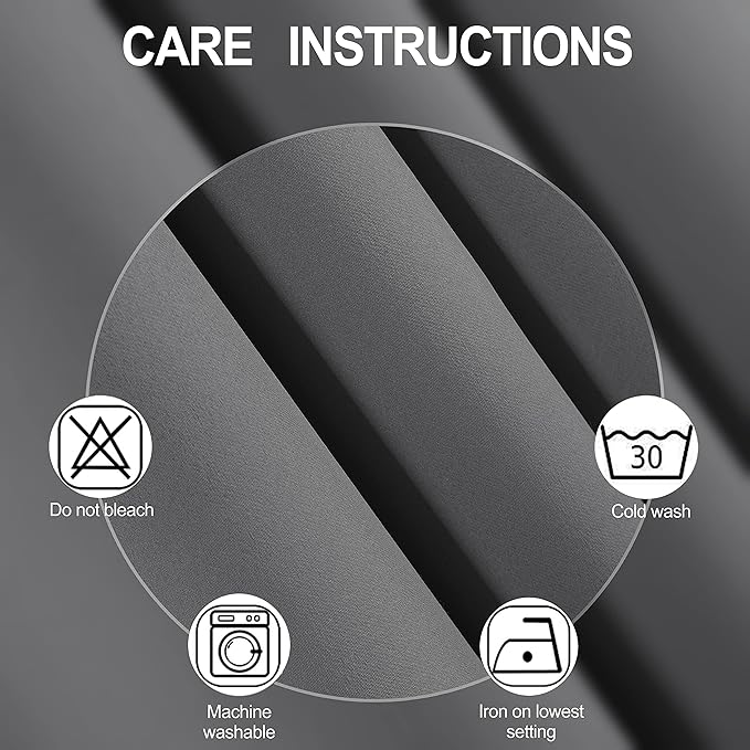 LEMOMO Frost Grey Blackout Curtains 40 x 63 Inch Length/Set of 2 Curtain Panels/Thermal Insulated Room Darkening Blackout Curtains for Bedroom