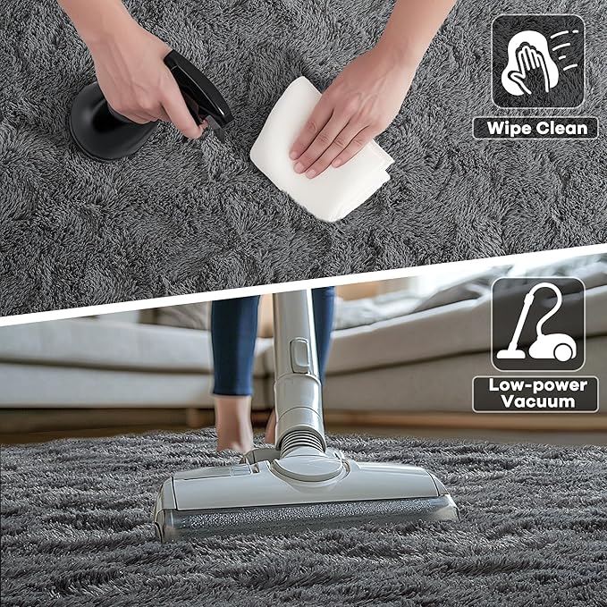 Noahas Fluffy Bedroom Rug,3x5 Feet Plush Fuzzy Dark Grey Area Rugs for Living Room, Non Slip Thick Soft Shaggy Nursery Furry Floor Dorm Kids Carpet