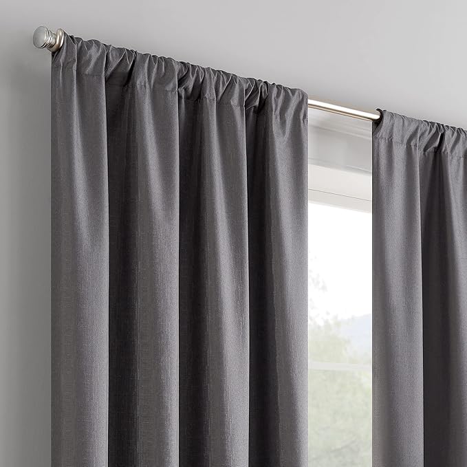 ECLIPSE Kendall Modern Blackout Thermal Rod Pocket Window Curtain for Bedroom or Living Room (1 Panel), 42" x 54", Charcoal