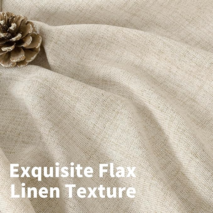 YoungsTex Linen Curtains 80 Inch Length for Living Room 2 Panels, Light Filtering Cream Semi Sheer Window Treatments with Bronze Grommet Privacy for Bedroom Farmhouse Dining, 52 x 80 Inch