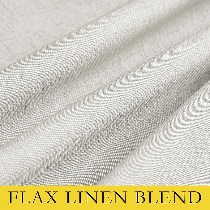 NICETOWN Linen Blackout Curtains for Kitchen, Ivory, 2 Panels, 34" Wide x 60" Long, Short Kitchen Burlap Linen 100% Blackout Drape Panels for Night Shift, Great Job for Blocking Light