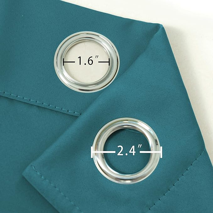 LEMOMO Sea Teal Thermal Blackout Curtains/42 x 84 Inch/Set of 2 Panels Room Darkening Curtains for Bedroom
