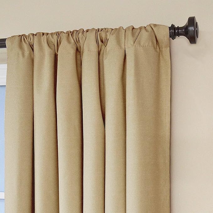 ECLIPSE Kendall Modern Blackout Thermal Rod Pocket Window Curtain for Bedroom or Living Room (1 Panel), 42 X 63, Cafe