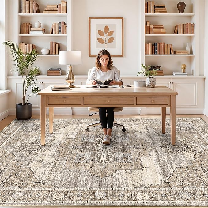 RUUGME 5x8 Washable Area Rug - Apartment Rug for Small Living Room/Bedroom/Dining Room -Stain Resistant Easy Clean Wahsable Soft Touch -Perfect for Apartments & Small Spaces 5x8 Beige