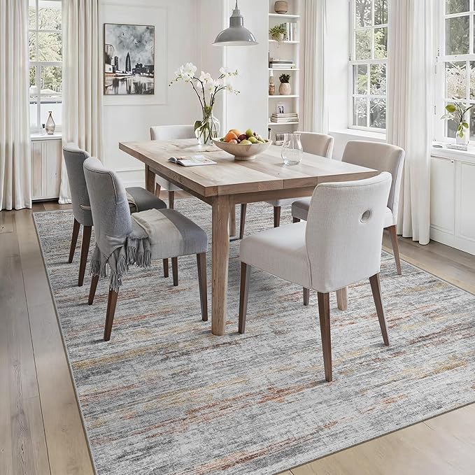 8x10 Area Rugs for Living Room,Modern Abstract Non-Slip Backing Washable Rugs,Soft Thin Large Area Rug，Stain Resistant Carpets for Bedroom Dining Room Home Decor