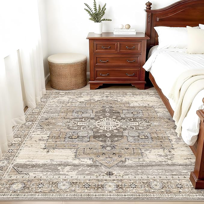 RUUGME Soft 5x5 Square Rug - Area Rugs for Living Room Stain Resistant Carpet Soft Rugs for Married Woman in Bedroom Kitchen Dining Room with Non Slip Backing Home 5x5 Beige