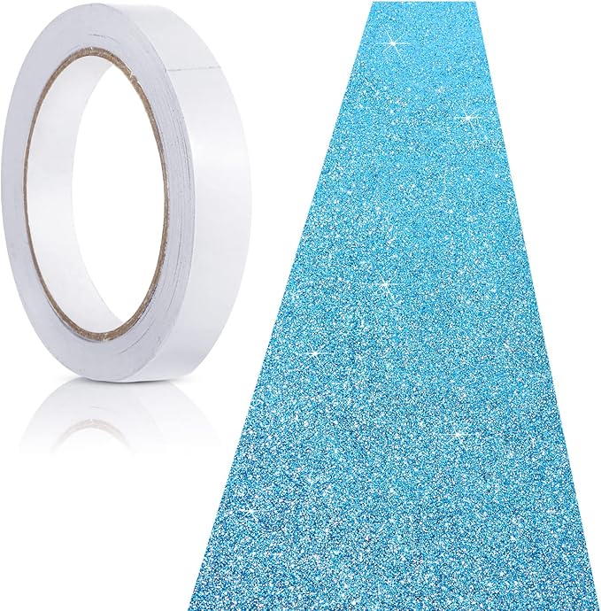 Tatuo Carpet Runner 2.46 x 30 ft Runway Rug 55 GSM Thickness with Carpet Tape for Prom Graduation Wedding Outdoor Indoor Hallway Movie Party Decoration Rug(2.46 x 30 Feet,Glitter Blue)