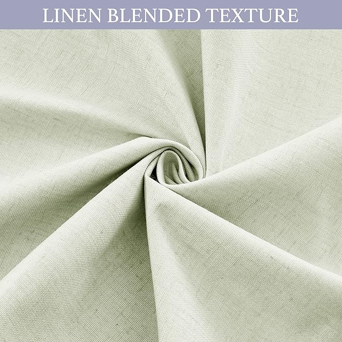 RYB HOME 100% Blackout Tricia Door Curtains, Linen Textured Blend Thermal Insulating Privacy French Door Window Tie Up Shades Living Room Curtains for Kitchen, W 34 x L 69 inches, Light Sage, 1 Panel
