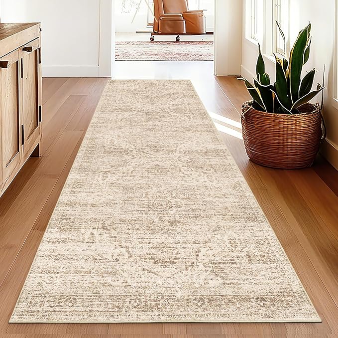 Kitchen Runners Rug 2.5x8 with Non-Slip Backing,Vintage Washable Runner Rugs for Hallways, Ultra-Thin Hallway Rug Runners, Soft Floor Carpet for Bedroom, Entryway,Bathroom,Laundry Room