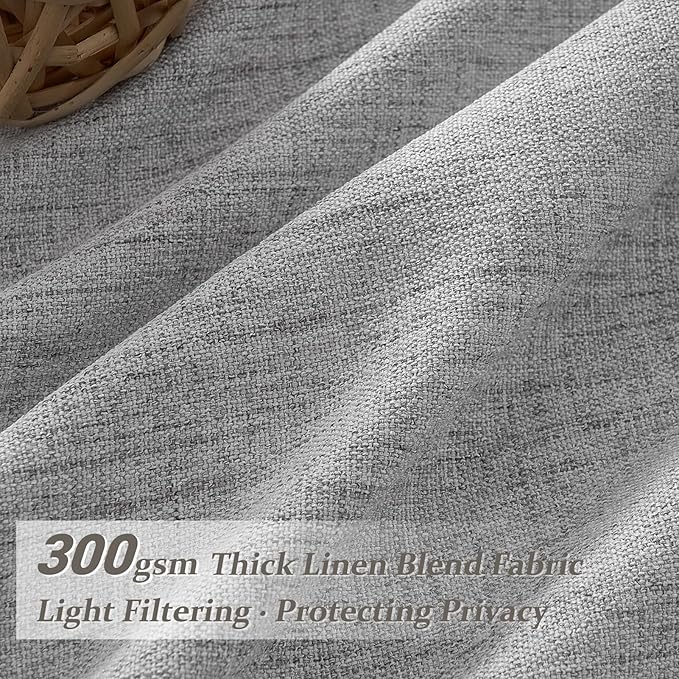 Light Grey Extra Long Floor to Ceiling Sheer Linen Curtains 108 Inches Long for Dining Room 2 Panels Set, Country Memory Trained Pinch Pleated Curtain 9 FT Length Office Luxury Viral Drapes with Hooks