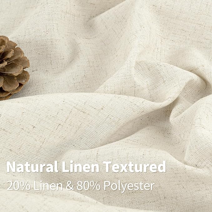 YoungsTex Natural Linen Semi Sheer Curtains 84 Inch Length for Living Room, Light Filtering Window Drapes Privacy with Grommet No See Through for Bedroom, 2 Panels, 38 X 84 Inch
