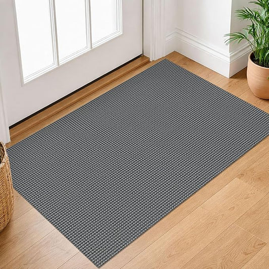 IOHOUZE Small Area Rug 2x3 Washable Woven Rugs for Entryway Non Slip Rubber Backed Front Door Rugs Indoor Doormat Throw Rug Floor Carpet for Entrance Kitchen, Dark Grey
