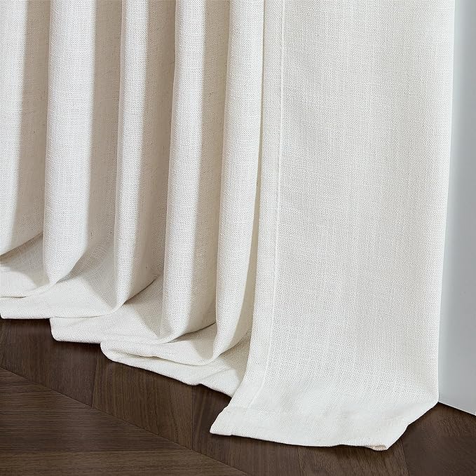 Pinch Pleated Linen Curtains 94 Inches Long for Living Room 2 Panel Set Cream Ivory Light Filtering Pinch Pleat Hooks Rings Back Tab Neutral Boho Farmhouse 94 Inch Curtain Drapes for Bedroom Window