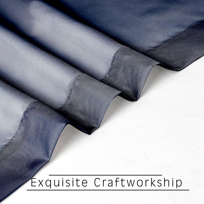 OWENIE Sheer Curtains 54 inches Long 2 Panels Set, Rod Pocket Curtain Sheers for Living Room/Bedroom, Light Filtering Voile Panels Drapes Small Window Treatments 2 Pcs Total Wide 84 Inches, Navy Blue