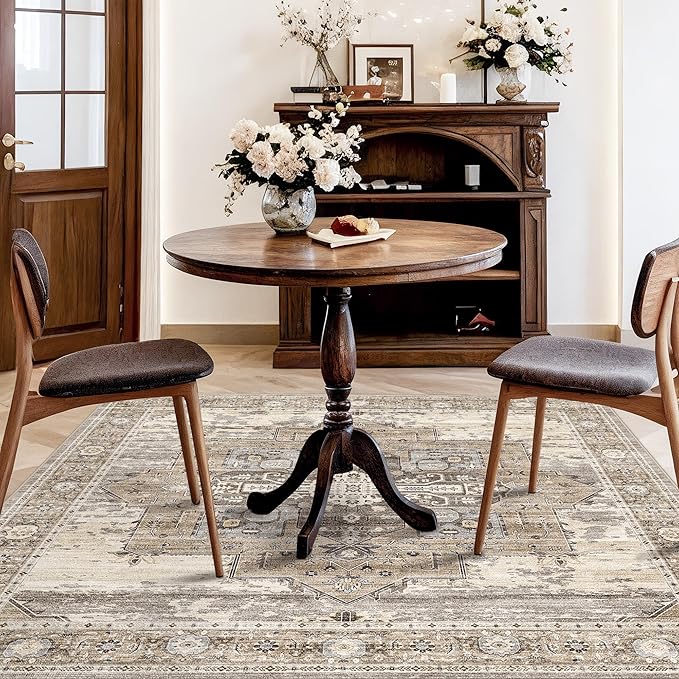 RUUGME Soft 5x5 Square Rug - Area Rugs for Living Room Stain Resistant Carpet Soft Rugs for Married Woman in Bedroom Kitchen Dining Room with Non Slip Backing Home 5x5 Beige