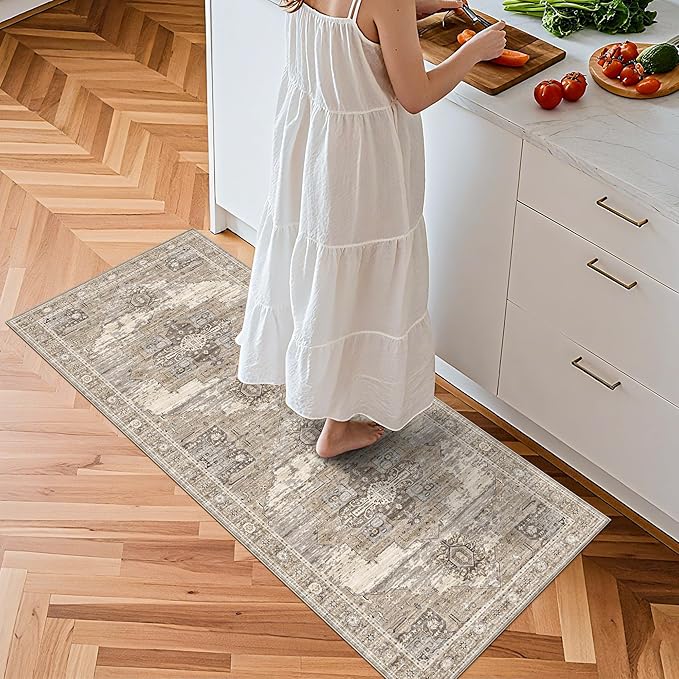 RUUGME 2x5 Oriental Runner Rug - Runner Rugs for Small Living Room/Bedroom/Dining Room -Stain Resistant Easy Clean Wahsable Soft Touch -Perfect for Apartments & Small Spaces 2x5 Beige