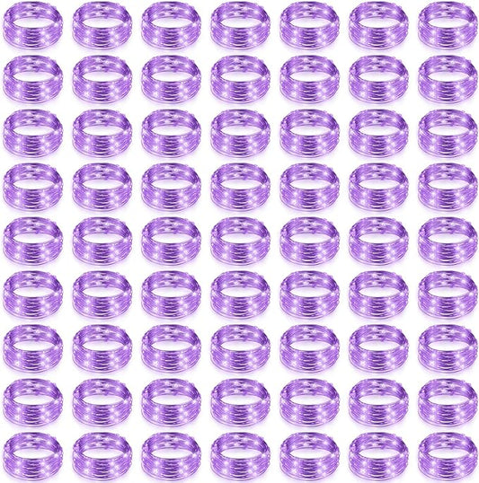 Hortsun 100 Packs Fairy Lights Battery Operated 3 Speed Modes, 7 Ft/ 2 M 20 LED Battery String Mini Waterproof Wire Twinkle Lights Bulk for Wedding Party Birthday Vases Decor (Purple Light)