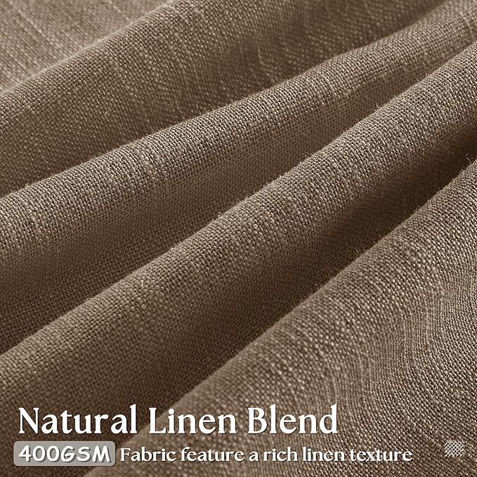 Extra Long Brown Linen Curtains 120 Inches Long Dutch Cocoa Boho Country Farmhouse Curtain Light Filtering Semi Sheer Back Tab Pinch Pleat Curtain for Tall Ceiling Living Room Bedroom 2 Panels
