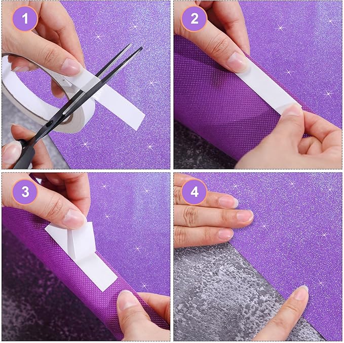 Tatuo Carpet Runner 2.46 x 30 ft Runway Rug 55 GSM Thickness with Carpet Tape for Prom Graduation Wedding Outdoor Indoor Hallway Movie Party Decoration Rug(2.46 x 30 Feet,Glitter Purple)