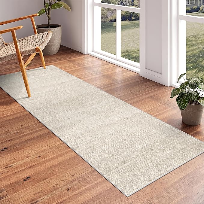 Art&Tuft Hallway Runner Rug - 2x6 Runner Rug No Slip Low-Pile Rugs Runners, Soft Distressed Washable Carpet Runner for Hallways Bedroom Bathroom Kitchen Laundry Living Room, Beige