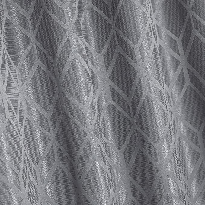 Amazon Basics Jacquard 2-Piece 100% Blackout Curtains, Living Room and Bedroom Drapes, Thermal Insulated Window Treatment, 42"x72", Grey