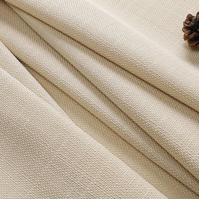 Chyhomenyc Light Filtering Curtains 72 Inch Length 2 Panels Set, 100% Polyester Textured Soft Airy Privacy Farmhouse Curtain Drapes for Living Room Bedroom, Each 40Wx72L Inches, Linen Color