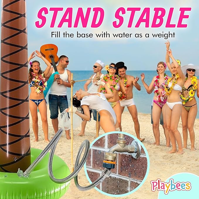 Playbees Giant Inflatable Palm Tree 6 Foot - 4PK - Beach Party Decorations for Summer Luau Themed Pool Party, Tropical Hawaiian Blow Up Palm Tree Favors - Poolside Ambiance, Easy Inflation