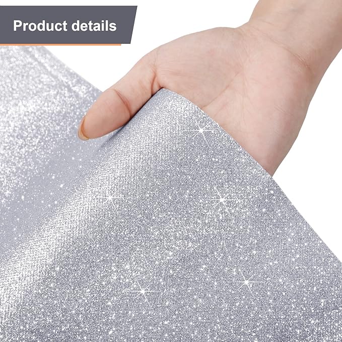 Tatuo Carpet Runner 2.46 x 30 ft Runway Rug 55 GSM Thickness with Carpet Tape for Prom Graduation Wedding Outdoor Indoor Hallway Movie Party Decoration Rug(2.46 x 30 Feet,Glitter Silver)
