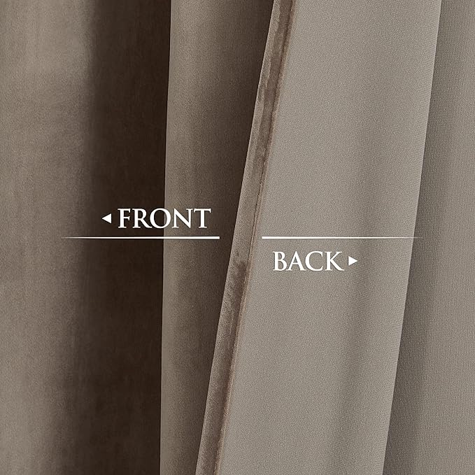 StangH Velvet Curtains 90 inches Long Taupe - Light Blocking Bedroom Drapes Privacy Protection, Heavy Grommet Window Treatment Farmhouse Decor for Living Room, W42 x L90, 2 Panels