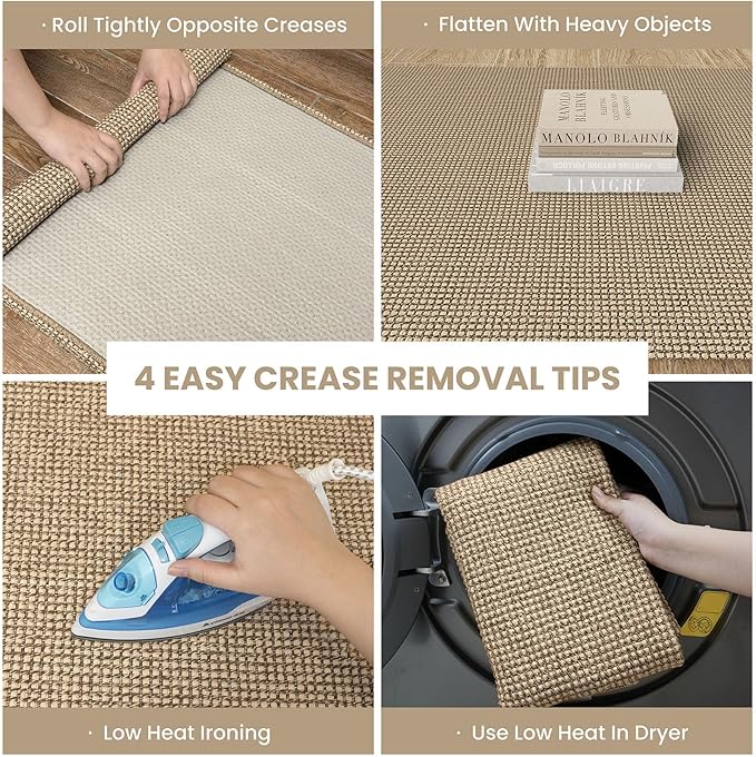 IOHOUZE Washable Area Rug 5x7 Non Slip Rubber Backed Woven Rugs for Living Room, Dining Room Rugs Bedroom Rug, Floor Carpet for Living Room Nursery Office, Orange/Tan/Brown