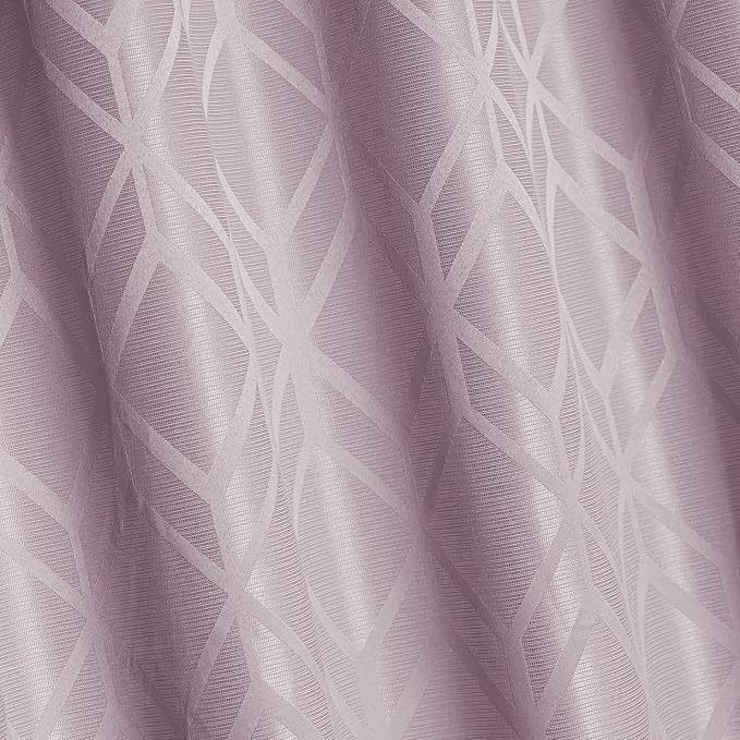 Amazon Basics Jacquard 2-Piece 100% Blackout Curtains, Living Room and Bedroom Drapes, Thermal Insulated Window Treatment, 42"x84", Pink