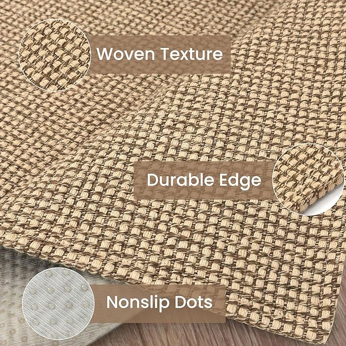 IOHOUZE Washable Exrea Long Hallway Runner Rug 2.6x16 Rubber Backed Kitchen Runner Entryway Runner Indoor, Woven Rugs Floor Carpet for Kitchen Hall Entryway Stair, Orange/Tan/Brown