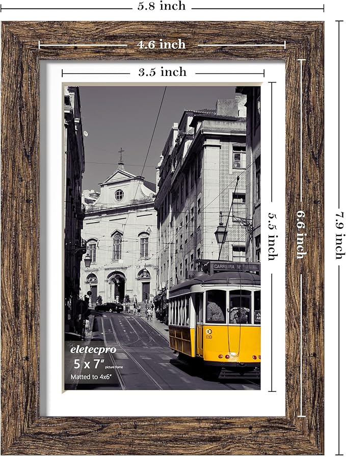 eletecpro 5x7 Picture Frames Set of 10, Picture Frame Collage Wall Decor Display 4x6 Photo with Mat or 5x7 without Mat, Home Decor Gallery Frame for Table Top or Wall Mounting, Multicolor
