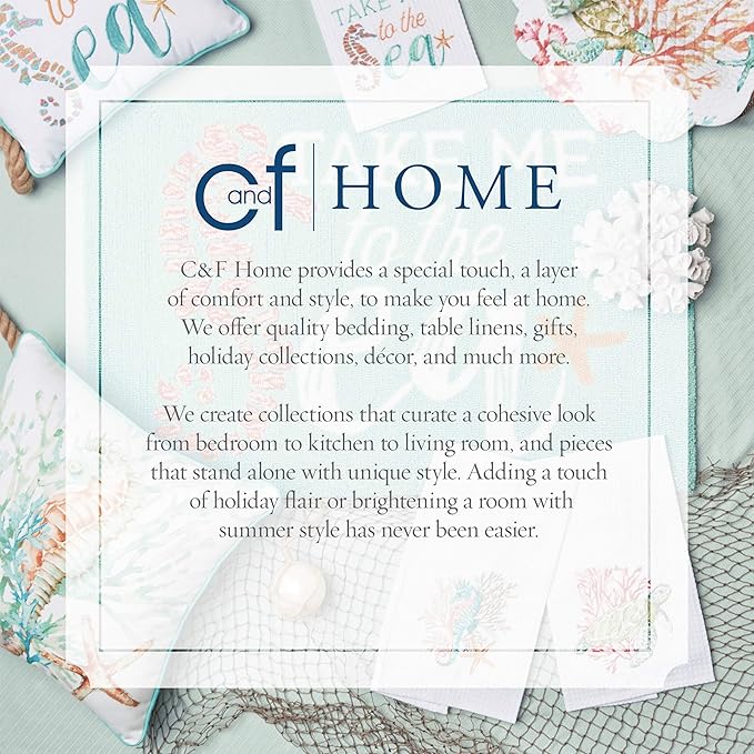 C&F Home Salty Kisses Starfish Wishes Embroidered Cotton Accent Throw Pillow 18" x 18" All Seasons Summer Beach House Inspirational Quote Coastal Home Living Room Sofa Couch Chair Bed Bedroom Decor