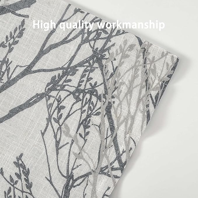 DriftAway Tree Branch Linen Lined Valance Double Layer Thermal Insulated Room Darkening Blackout Valances 3 Inch Rod Pocket Short Window Valance for Living Room Bathroom 52 Inch by 18 Inch Gray