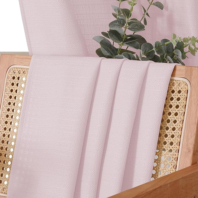 Chyhomenyc Bennet Blush Pink Curtains 63 Inch Length 2 Panels, Faux Linen Textured Semi Sheer Light Filtering Soft Airy Rod Pocket Window Treatment Drapes for Living Room Bedroom, Each 40" Wx63 L