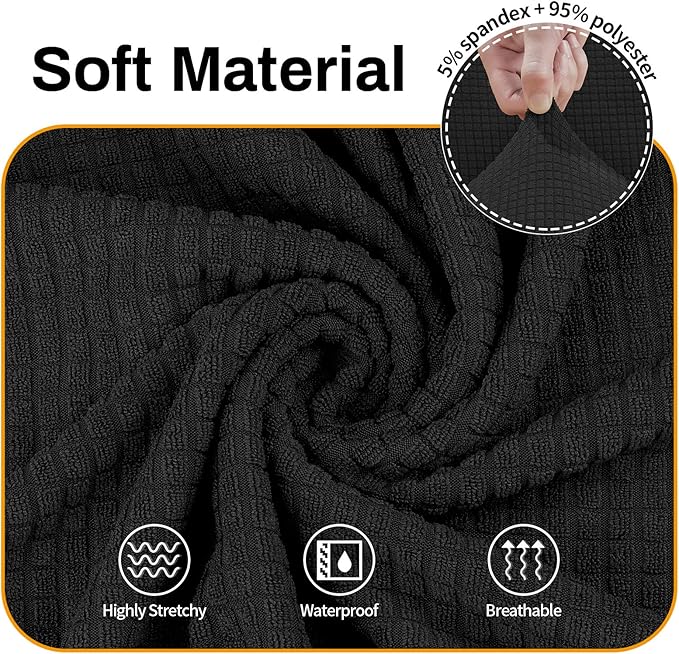 Asnomy Couch Covers for 3 Cushion Couch Stretch Sofa Covers Slipcovers, Pet Protector Furniture Covers for Dogs Cats Spandex Jacquard Fabric Small Checks （X-Large， Black）