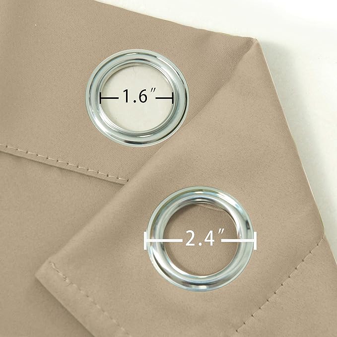 LEMOMO Beige Thermal Blackout Curtains/52 x 72 Inch/Set of 2 Panels Room Darkening Curtains for Bedroom
