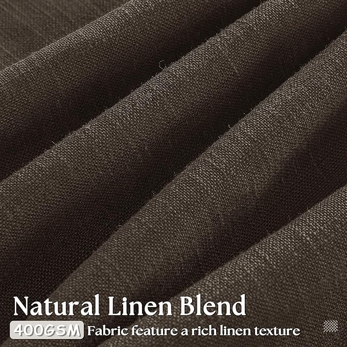 TWODRAPES Dark Chocolate Pinch Pleated Linen 120 Inch Curtains 2 Panels for Living Room Bedroom Memory Training Shaped Semi Sheer Pleat Drapes with Hooks Rings Light Filtering Window Curtain 40x120