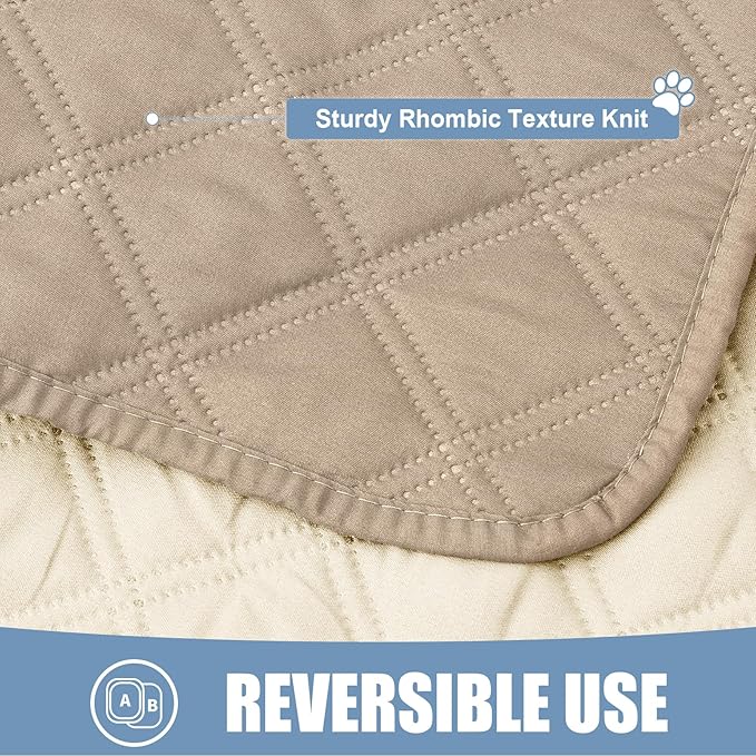 Smiry Waterproof Dog Bed Cover Pet Blanket, Soft Washable Dog Blanket for Furniture Bed Couch Sofa Reversible, Checkered (30"x53", Taupe/Beige)