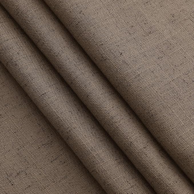 Nanspring Light Brown Semi Sheer Linen Curtains 72 Inch Length for Living Room Back Tab Rod Pocket Modern Farmhouse Coastal Decor Cotton Textured Gauze Curtains 72 Inches Long for Dining Room Office