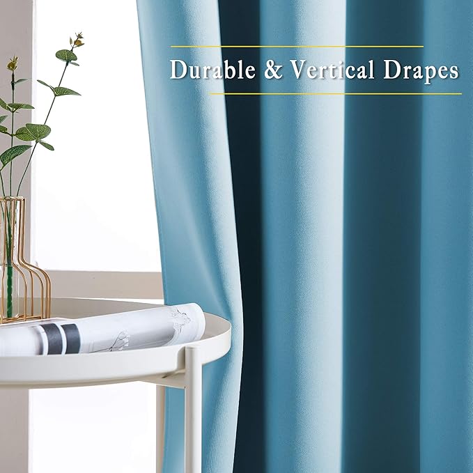 NICETOWN Blackout Curtains Panels for Window - Window Treatment Thermal Insulated Solid Grommet Blackout Drapes for Bedroom (Teal Blue, Double Panels, 66 by 72 Inch)