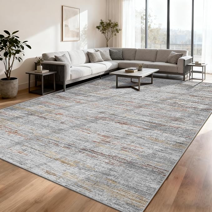 8x10 Area Rugs for Living Room,Modern Abstract Non-Slip Backing Washable Rugs,Soft Thin Large Area Rug，Stain Resistant Carpets for Bedroom Dining Room Home Decor