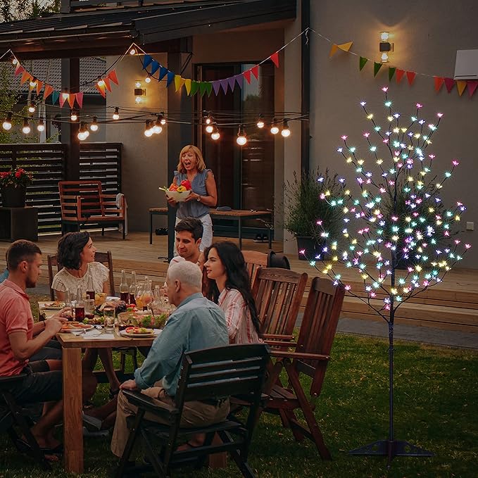 Lightshare Cherry Blossom Tree 6FT 208 LED Lighted Tree Multicolor with Remote Contrl for Decoration Inside and Outside, Home Patio Wedding Festival Christmas Decor