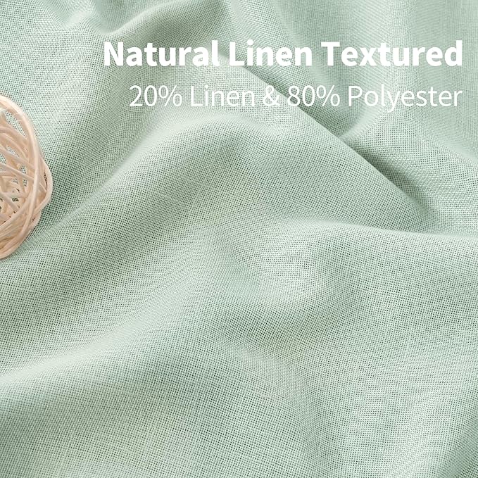 YoungsTex Mint Green Linen Semi Sheer Curtains 84 Inches Length for Living Room Spring Decor - Sage Light Filtering Drapes with Grommet Boho for Bedroom Dining Lightweight, 2 Panels, 52 X 84 Inch
