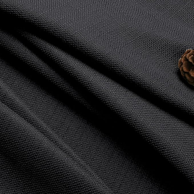 Chyhomenyc Black Curtains 96 Inch Length 2 Panels, Faux Linen Textured Semi Sheer Light Filtering Airy Soft Privacy Farmhouse Curtain Drapes for Living Room Bedroom, Each 40" Wx96 L
